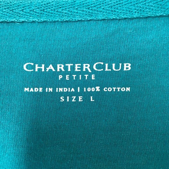 Charter Club Women's Blue Roll Tab Sleeves Pleated Pullover Blouse Top Size PL - Picture 5 of 7